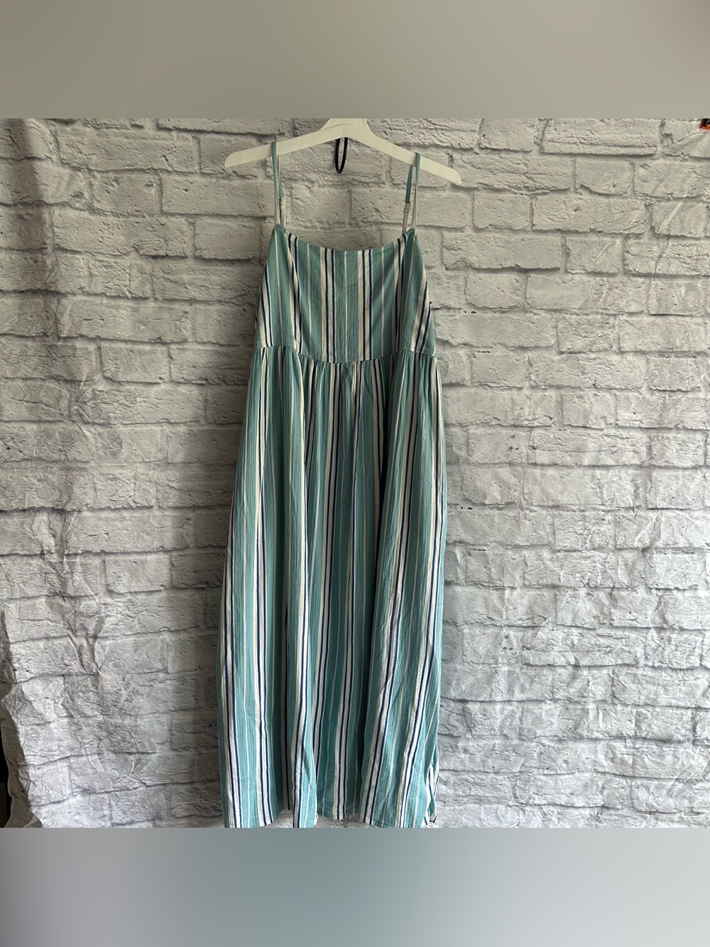 PREOWNED HANNA ANDERSSON BLUE STRIPE WOMENS SPAGHETTI STRAP MAXI DRESS XL
